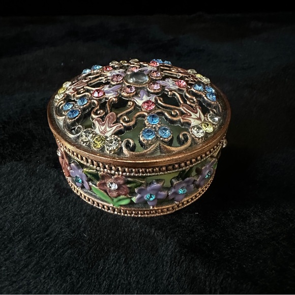 Jeweled Metal Trinket Box - Picture 2 of 10